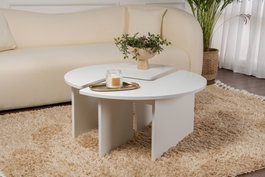 AUCUNE Mesa de centro MOIRA Redonda Blanco natural
